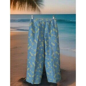 Silk Club Collection Women's Size 6 Turquoise Hawaiian Print Lined Pants